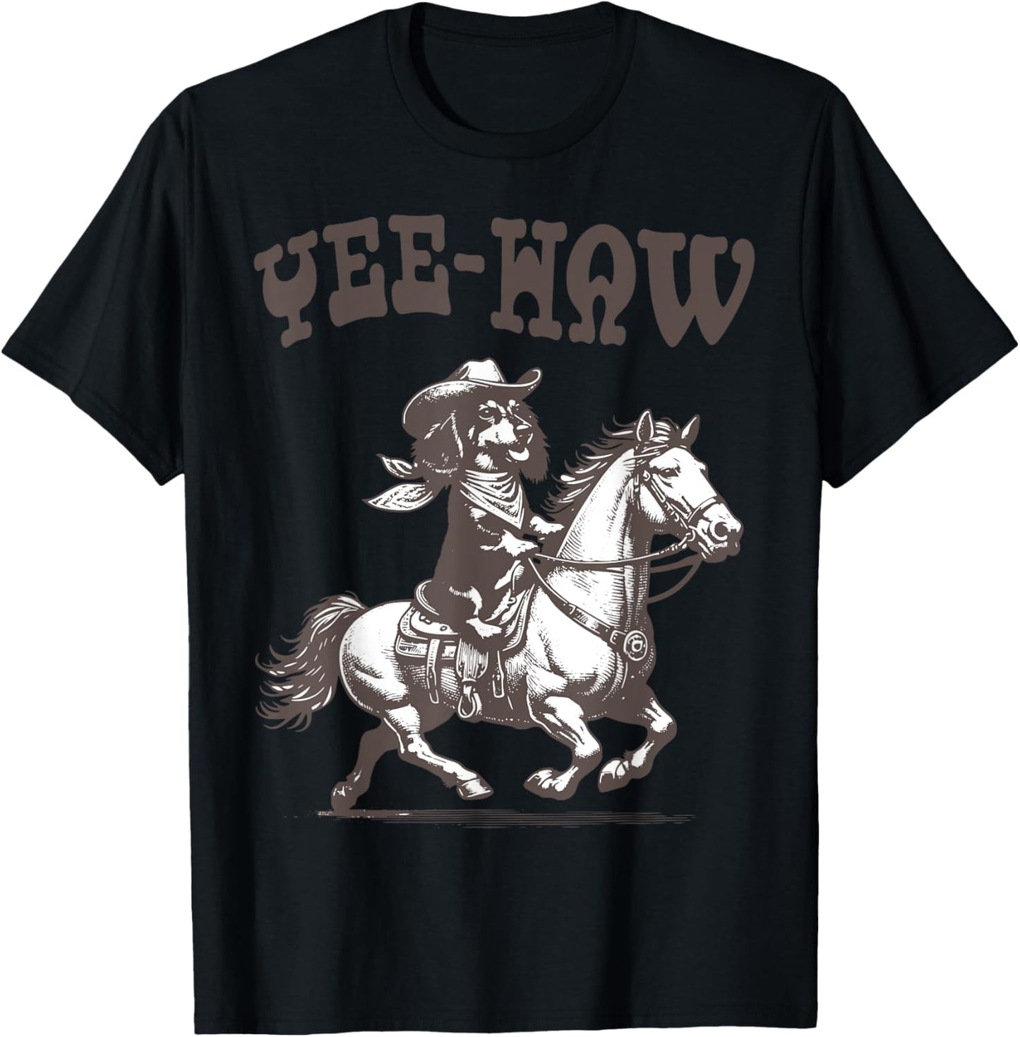Retro 90s Cowboy Dachshund Riding A Horse Western Funny T-Shirt