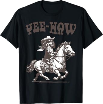 Retro 90s Cowboy Dachshund Riding A Horse Western Funny T-Shirt