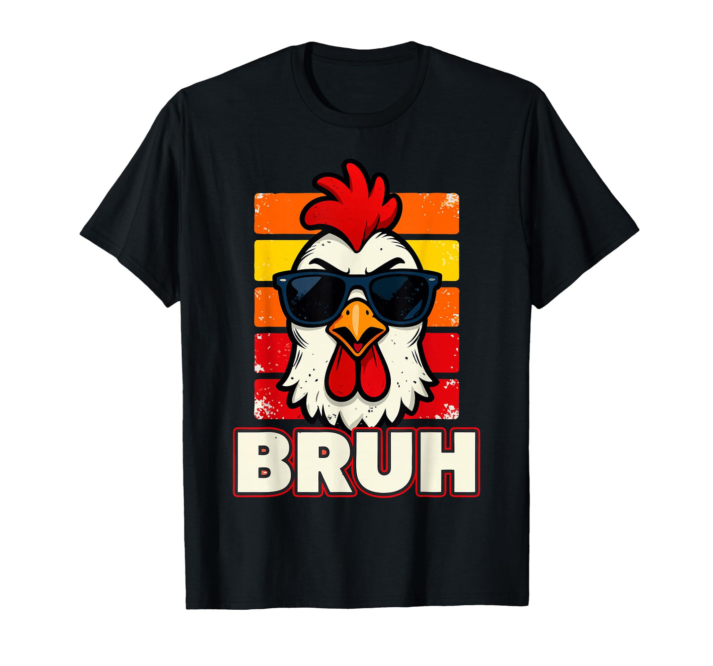 Chicken Farmer Sunglasses Retro Bruh Rooster T-Shirt