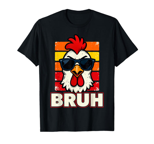 Chicken Farmer Sunglasses Retro Bruh Rooster T-Shirt