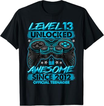 Official Teenager Level 13 Unlocked Gifts 13th Birthday Boy T-Shirt
