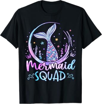 Mermaid Birthday Squad Party Girls Women Mermaid T-Shirt