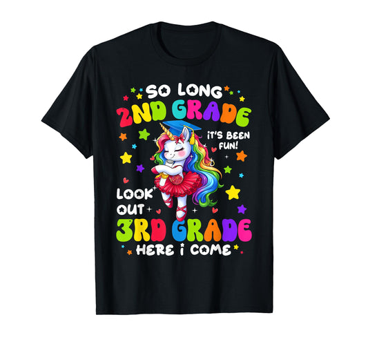 2nd Grade Graduation Girl 3rd Grade Here I Come Unicorn Grad T-Shirt