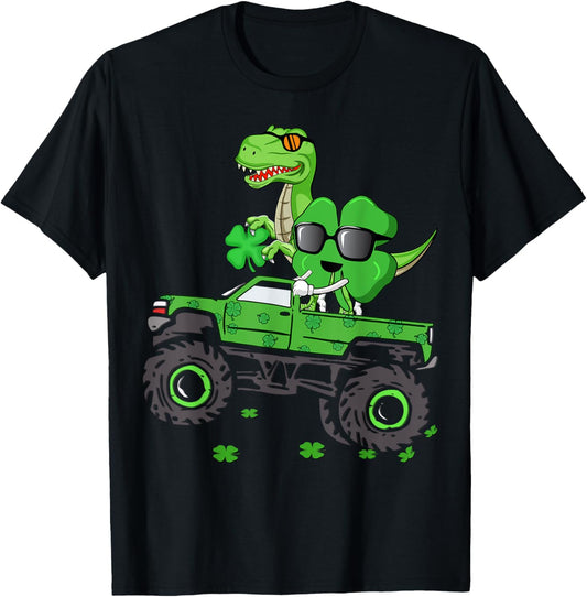 St Patricks day boys kids Toddler funny Irish dinosaur truck T-Shirt