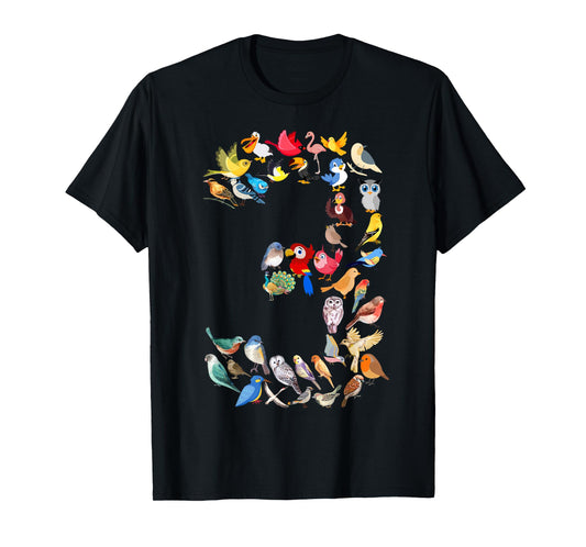 Toddler 3rd Birthday Birds Themed 3 Year Old Kids Bird Lover T-Shirt