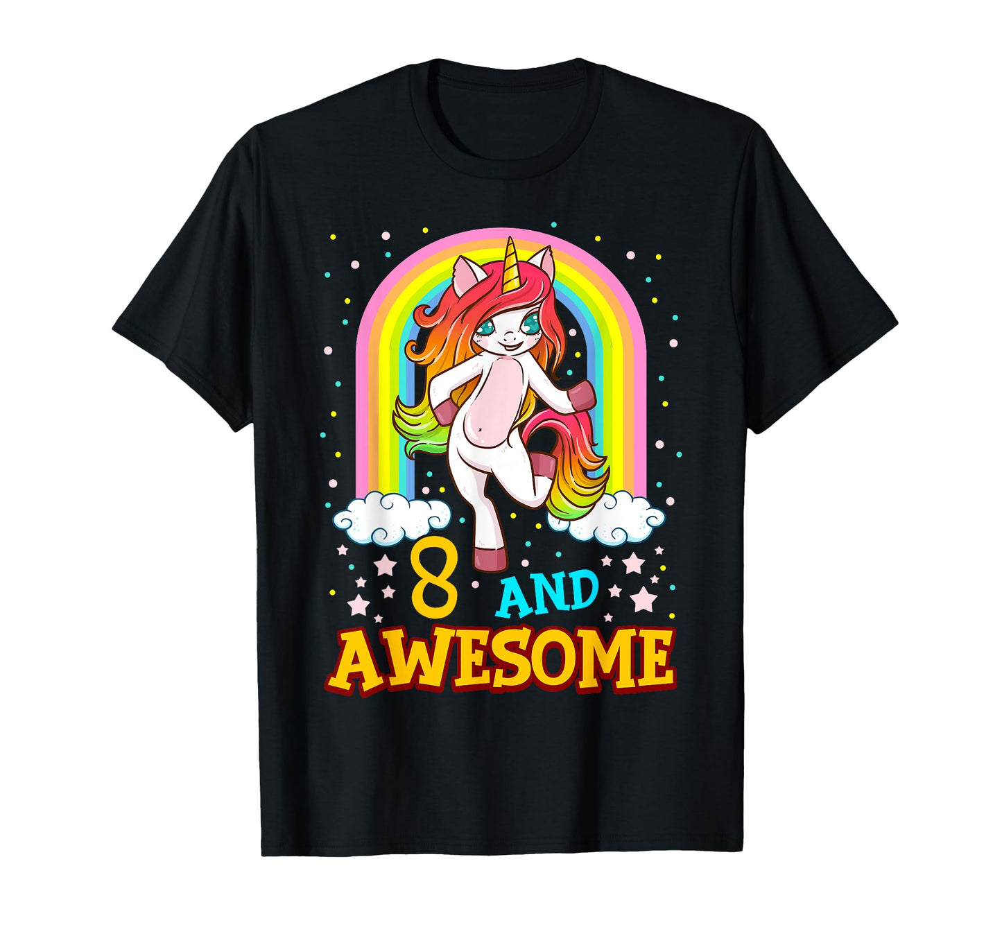 Girls 8th Birthday Unicorn T-Shirt Gift For 8 Year Old Party T-Shirt