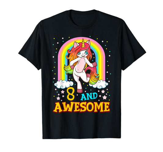 Girls 8th Birthday Unicorn T-Shirt Gift For 8 Year Old Party T-Shirt