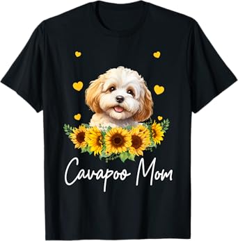 Womens Sunflower Cavapoo Mom Dog Lover T-Shirt