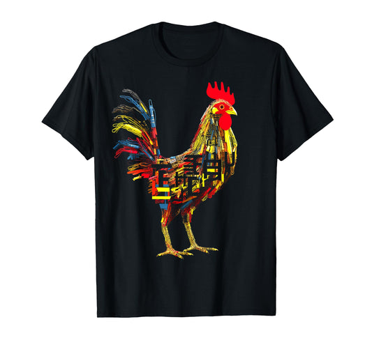 Chicken Text Abstract Animal Art Graphic Chicken T-Shirt