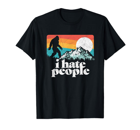 I Hate People! Funny Bigfoot Mountains Retro T-Shirt