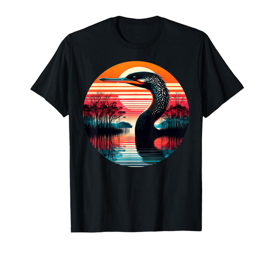 Anhinga Bird Sunset Retro Style Safari Vintage 70s T-Shirt