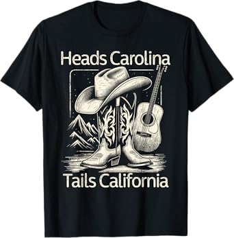 Heads Carolina Tail California Retro Vintage Country T-Shirt