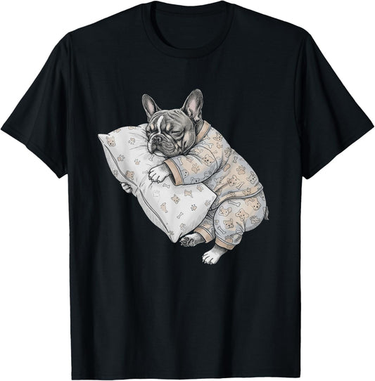Funny Sleepy French Bulldog Frenchie Pajama Men Women Kids T-Shirt