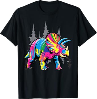 Tie Dye Triceratops Tie Dyed Dinosaur Prehistoric Dino T-Shirt