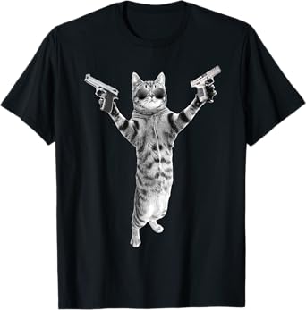 Kitty Cat With Gun-Birthday and Halloween Cat Costume Men Women T-Shirt