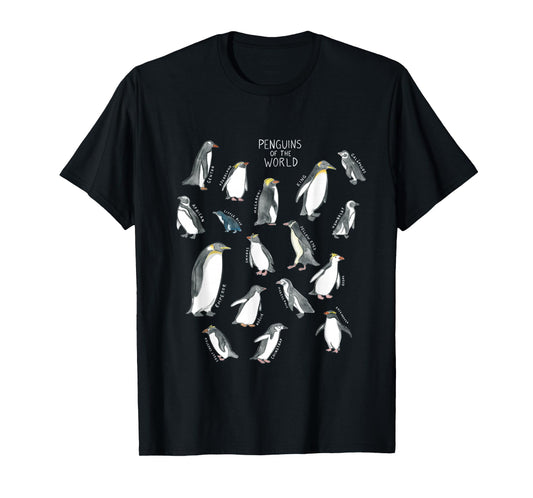 All types of penguins in the world watercolour T-Shirt
