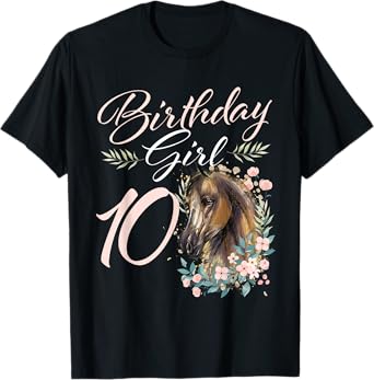 10th Birthday Girl Horse Lover 10 Years Old Bday T-Shirt