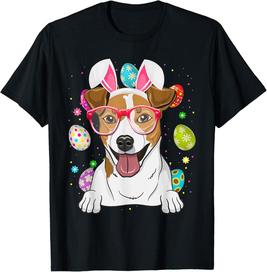 Cute Bunny Jack Russel Terrier Dog Face Easter Eggs Easter T-Shirt