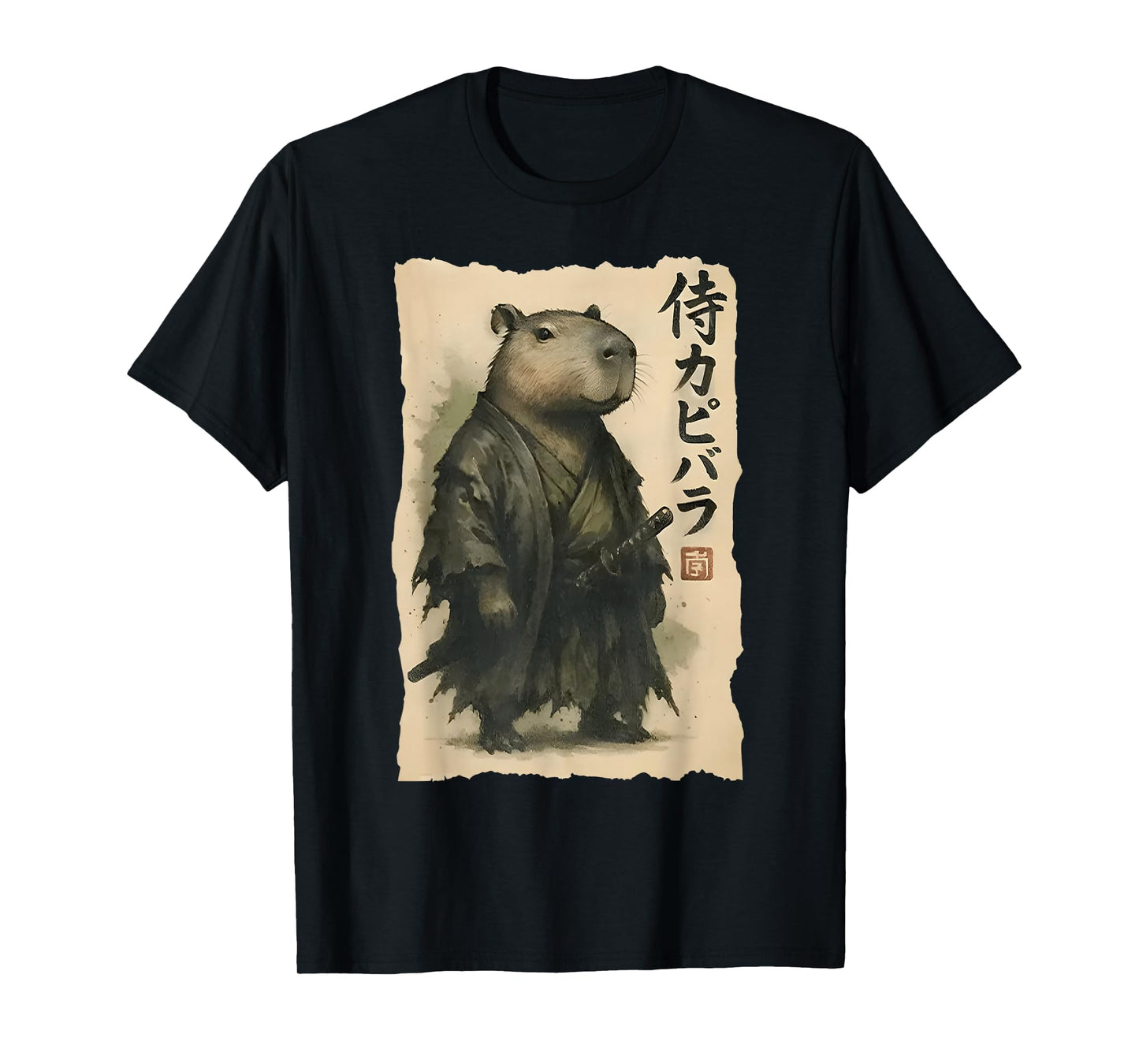 Samurai Capybara Funny Capybara Japanese Animal T-Shirt