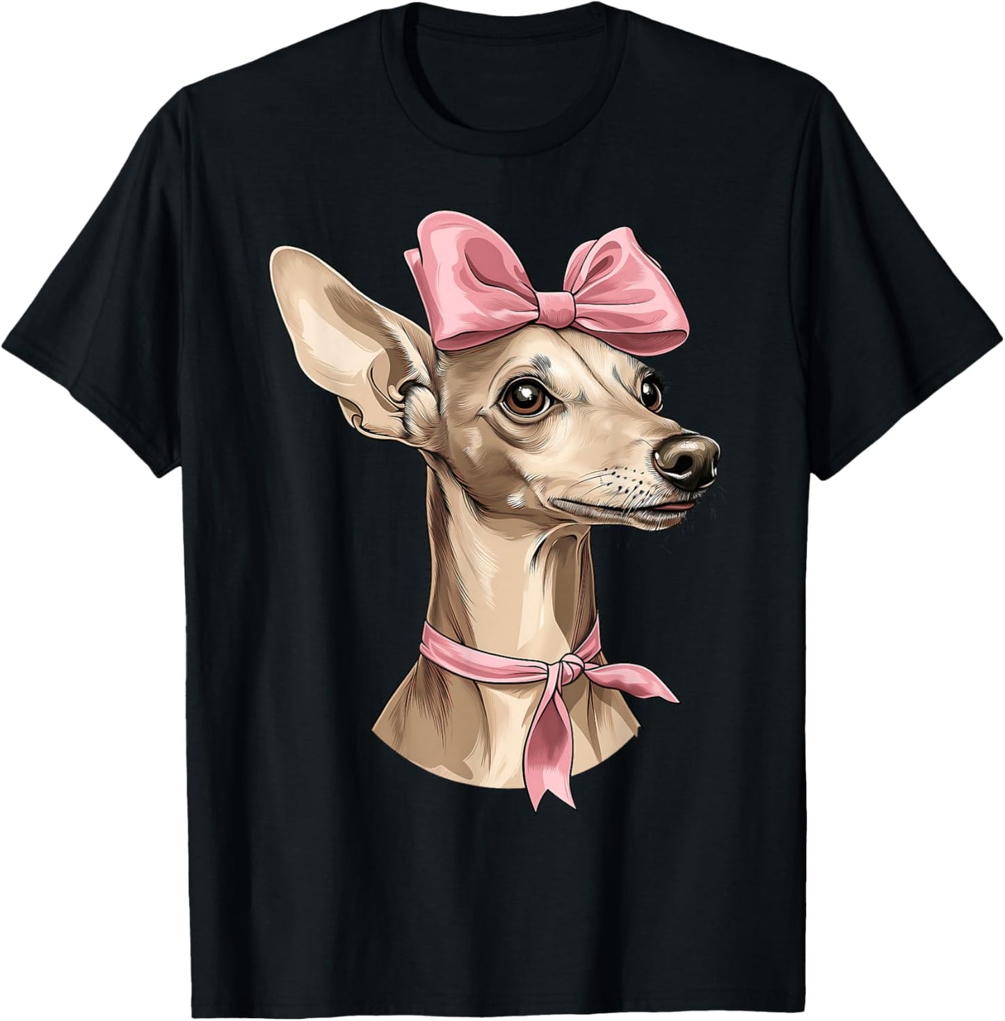 Coquette Bow Italian Greyhound Dog Mom Pink Ribbon Girl T-Shirt