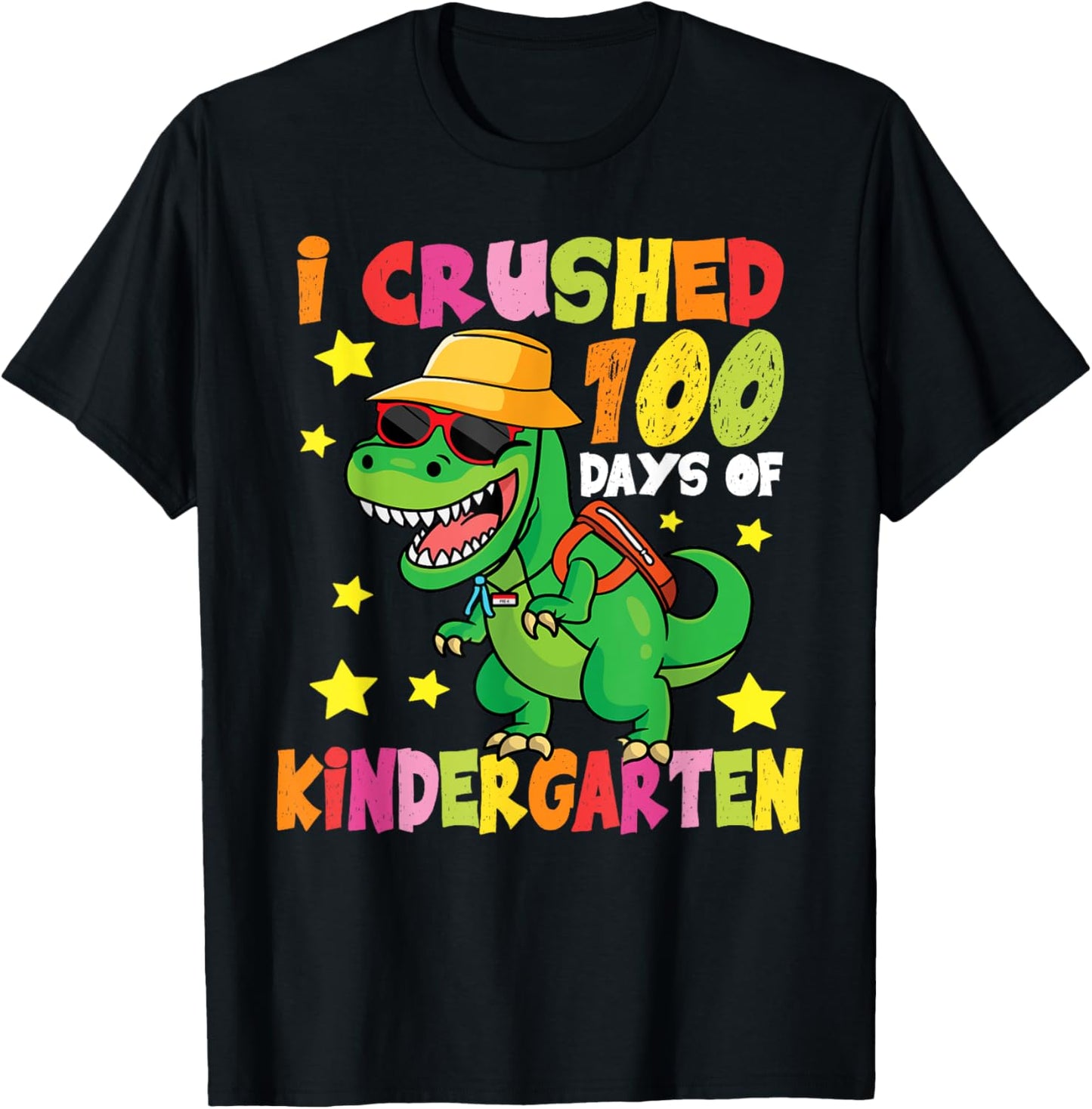 Funny 100 Days of Kindergarten Dinosaur 100th Day of School T-Shirt
