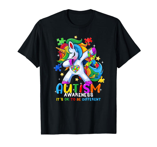 Autism Awareness OK To Be Different Dabbing Unicorn Women T-Shirt