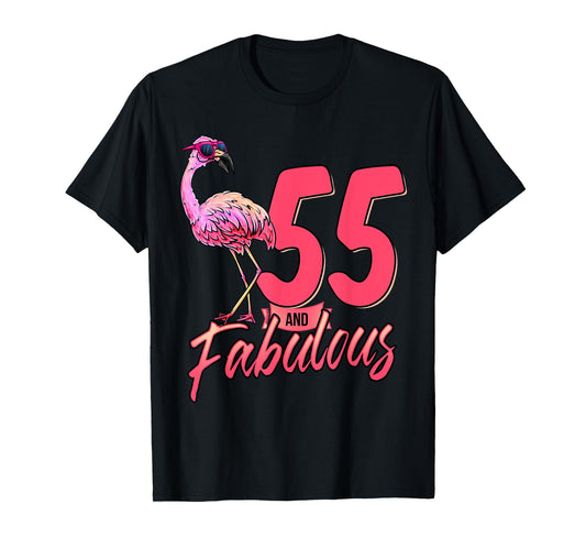 55 And Fabulous 55th Flamingo Birthday Gift T-Shirt
