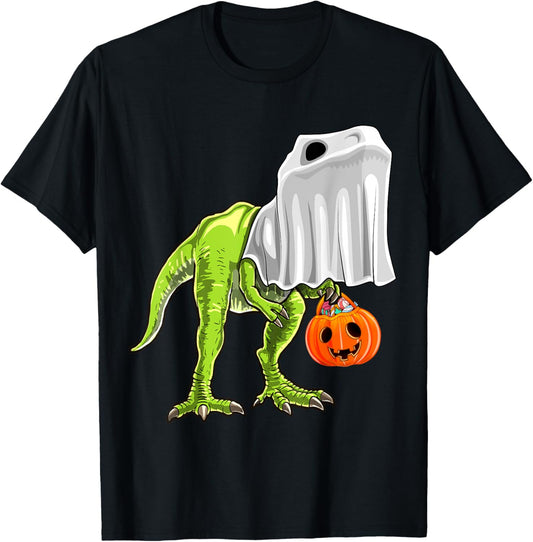 Halloween T Rex Dinosaur Ghost Trick or Treat Gift for Kids T-Shirt