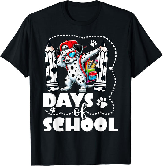 Happy 101 Days Of School Funny Dabbing Dog Pencil Boy Girl T-Shirt