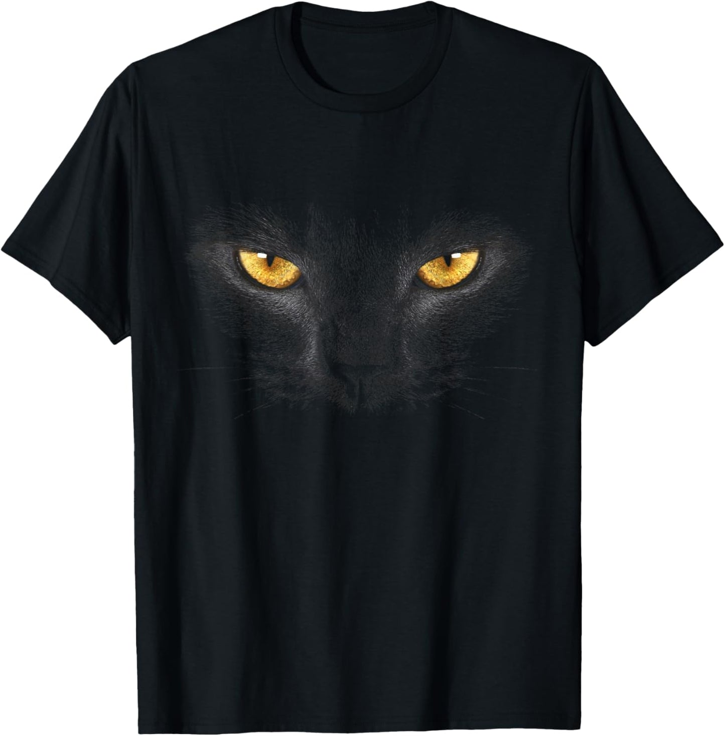 Black Cat Face Yellow Eyes Funny Cat Lover Halloween Costume T-Shirt