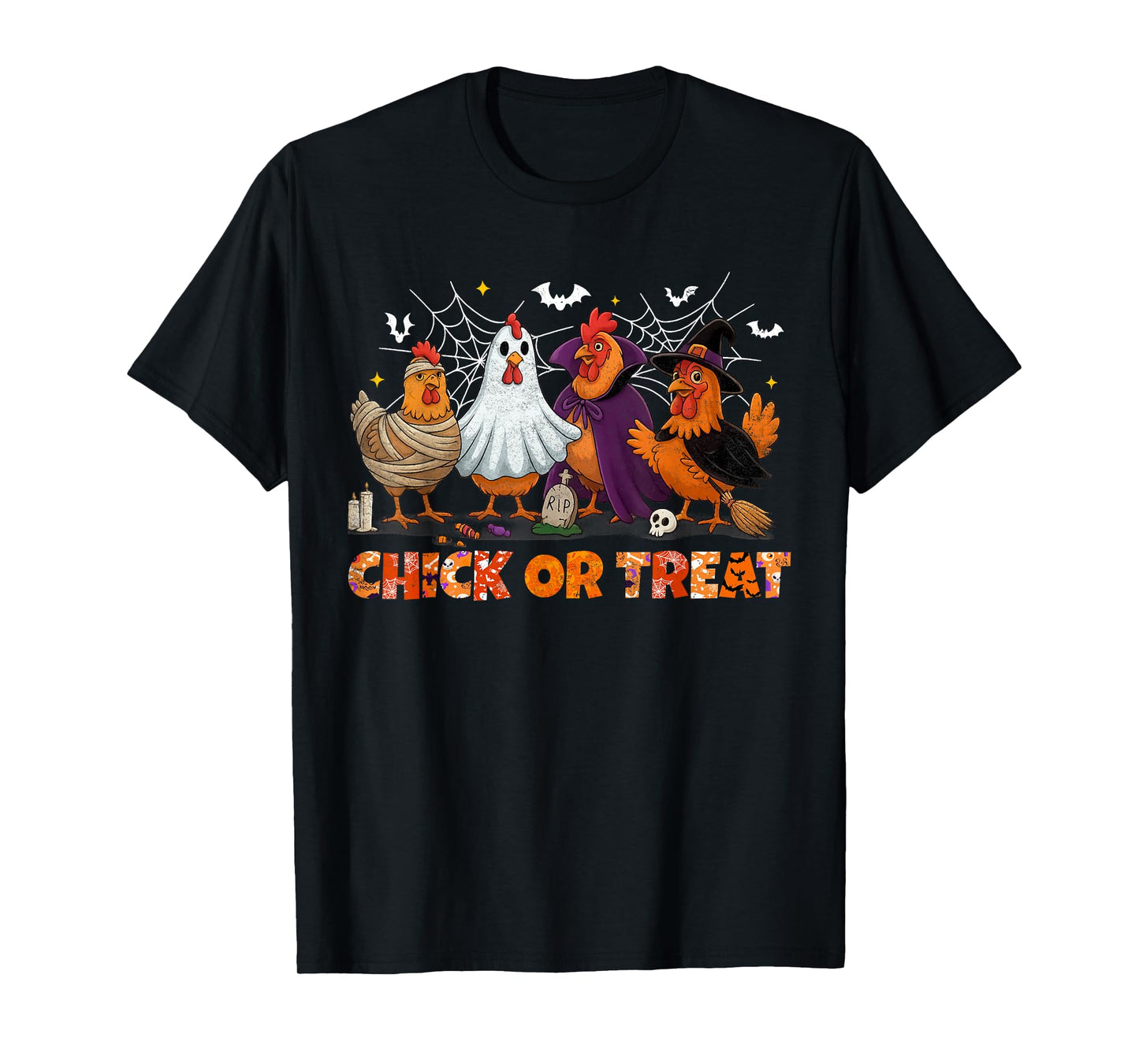 Chick Or Treat Halloween Witch Boo Spooky Chicken Costumes T-Shirt