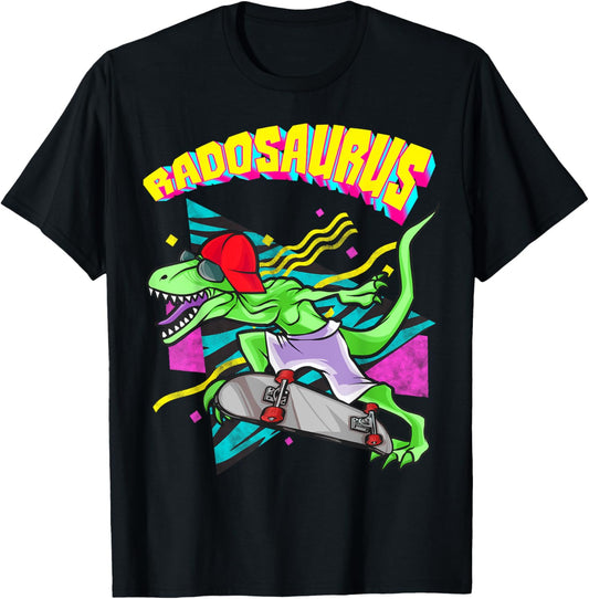 Radosaurus Retro Dinosaur On A Skateboard Cute Animal Rex T-Shirt