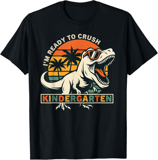 Im Ready To Crush Kindergarten Dinosaur Retro Back To School T-Shirt