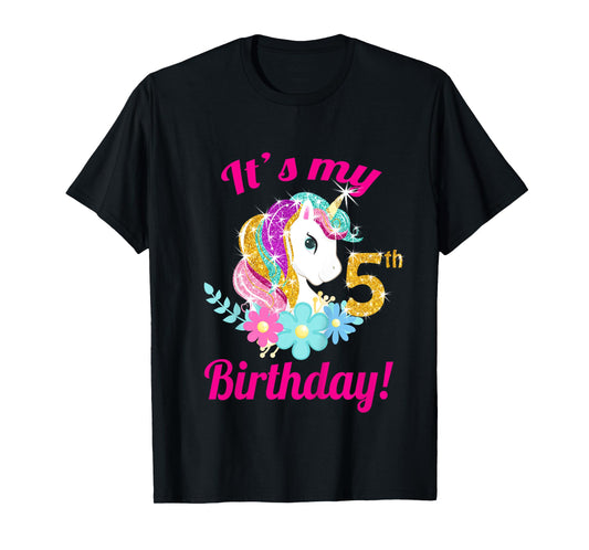 Its My 5th Birthday Unicorn Shirt (5 year old girls outfit) T-Shirt