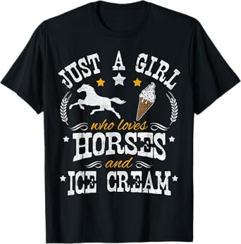 Horse & Ice Cream Lover T-Shirt for Men Women Kids