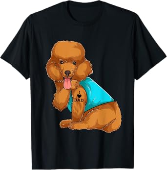 Poodle I Love Dad Tattoo Apparel, Dog Dad Gifts Dads T-Shirt for Men Women