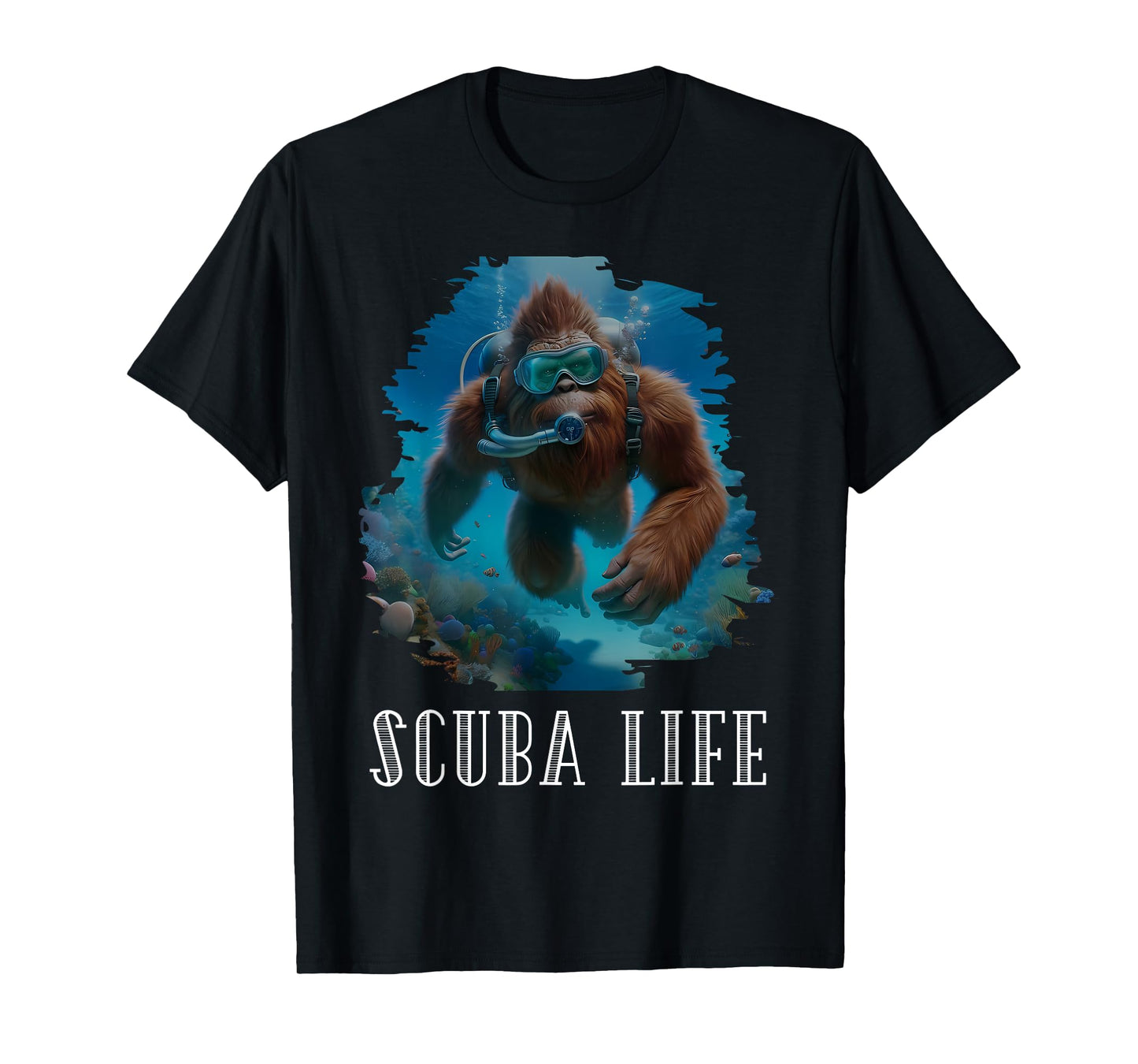 Funny Bigfoot Scuba Diving Scuba Diver Sasquatch Hawaiian T-Shirt
