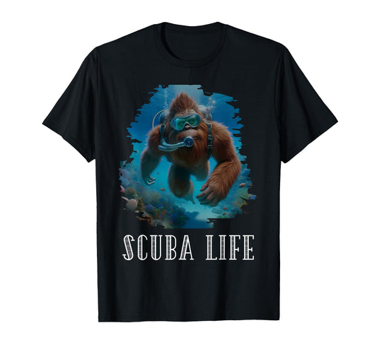 Funny Bigfoot Scuba Diving Scuba Diver Sasquatch Hawaiian T-Shirt