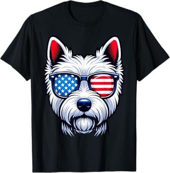 West Highland Terrier Patriotic American Flag USA Westie T-Shirt