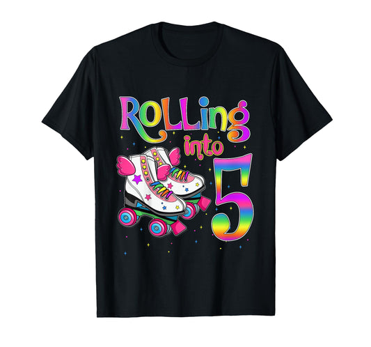 Rolling Into 5 years Let's Roll I'm Turning 5 Roller Skate T-Shirt