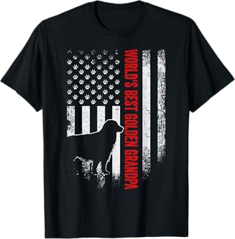 Vintage American Flag World's Best Golden Retriever Grandpa Women Men T-Shirt