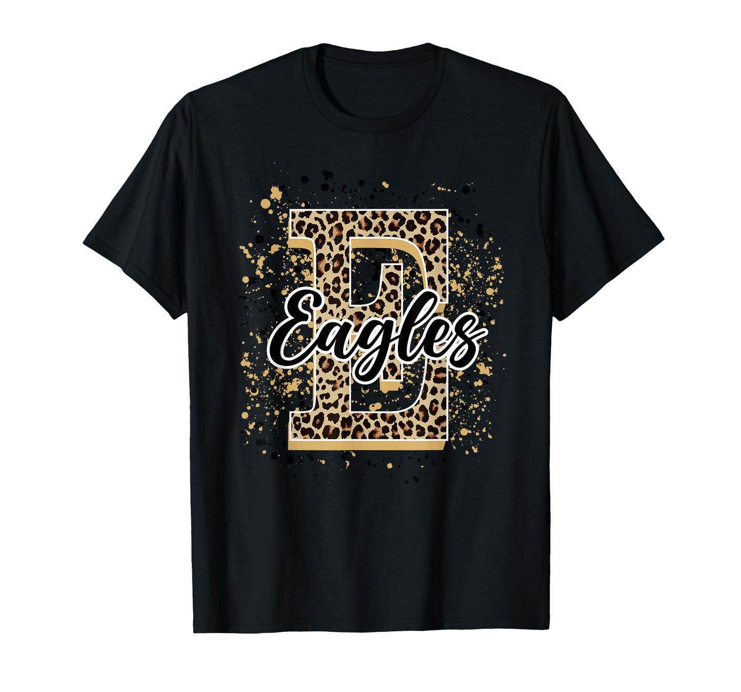 Eagles Splatter School Spirit Eagle Pride Gold Black Eagles T-Shirt