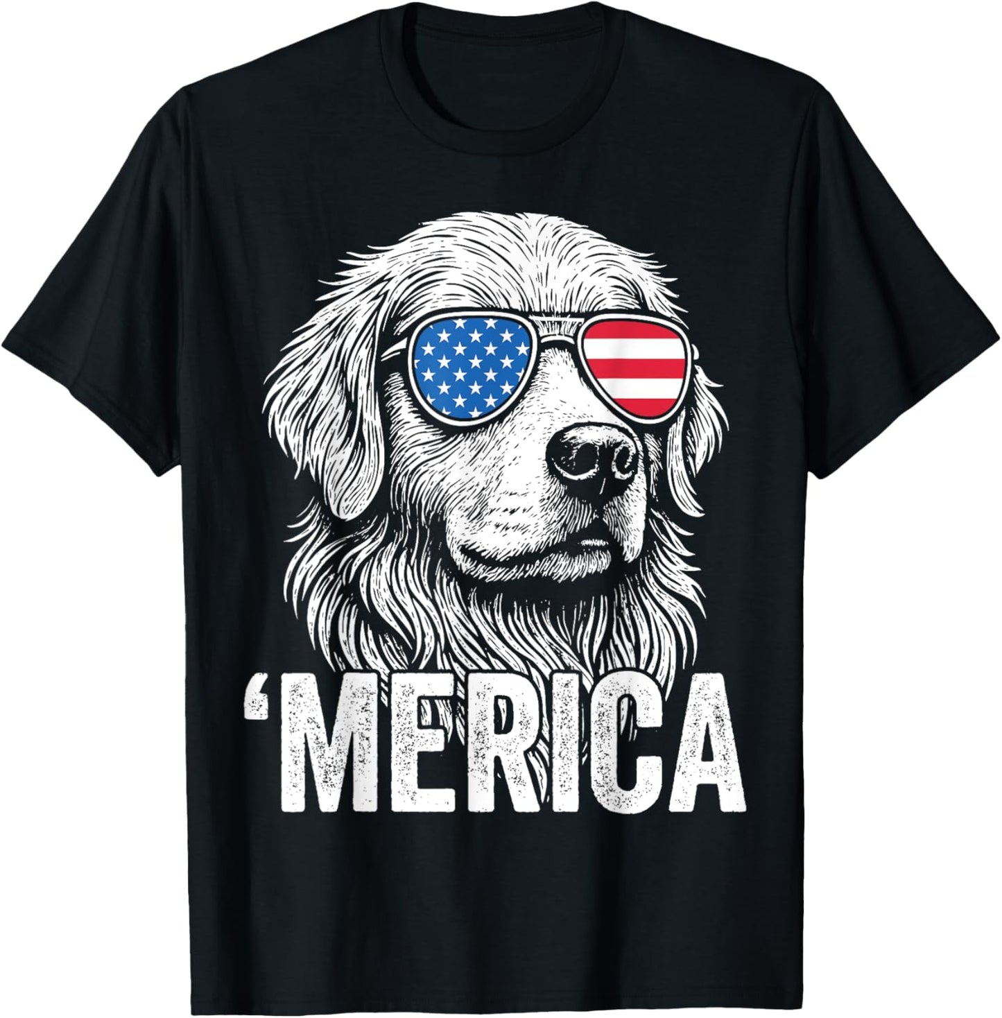 'Merica Golden Retriever 4th Of July Dog American Flag T-Shirt
