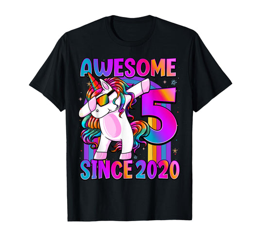 Dabbing Unicorn 5 Year Old 5th Birthday Girl Unicorn Party T-Shirt