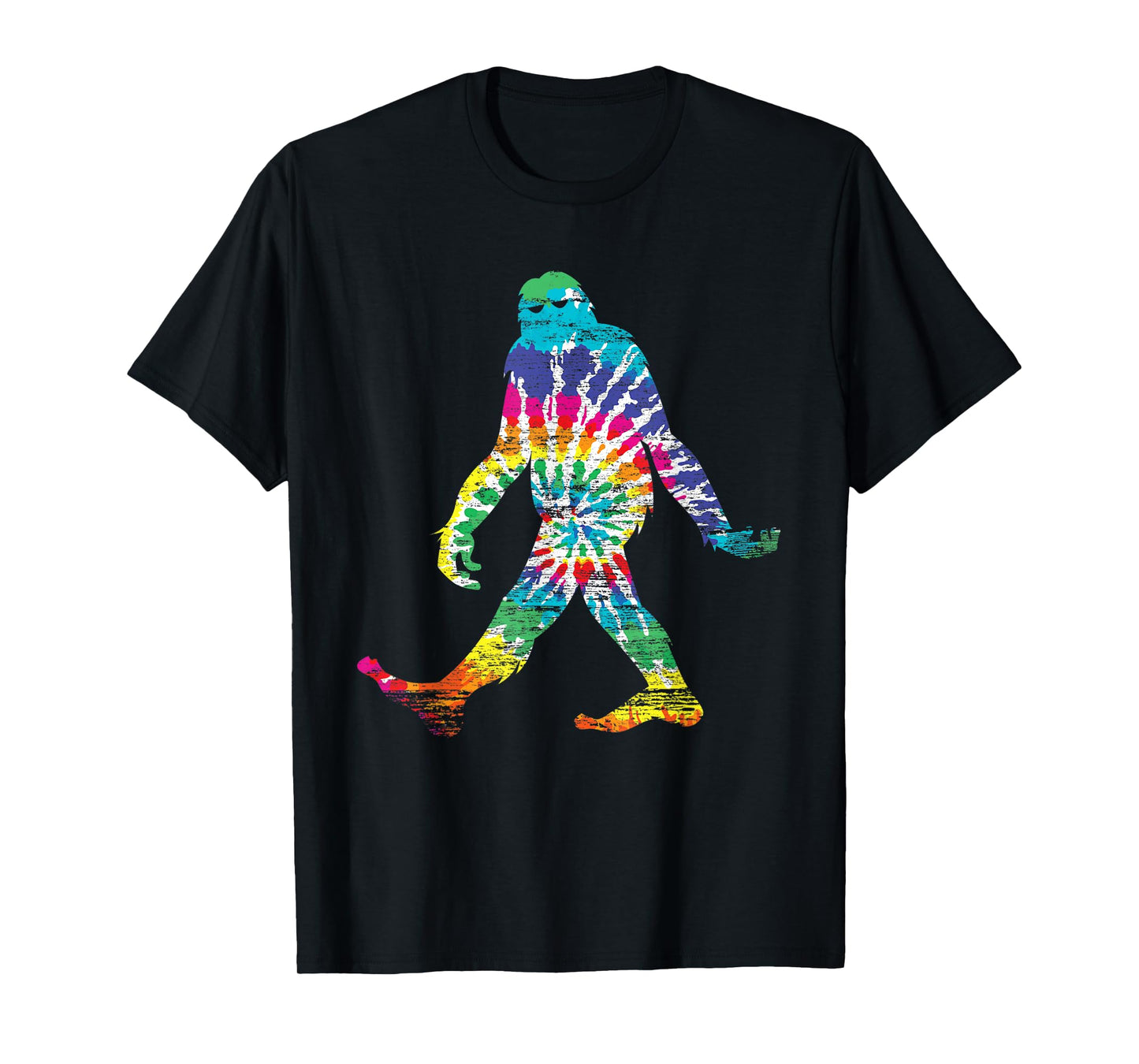 Fun Hippie Bigfoot Rainbow Tie Dye Sasquatch T-Shirt