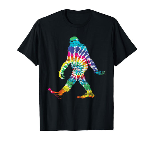 Fun Hippie Bigfoot Rainbow Tie Dye Sasquatch T-Shirt