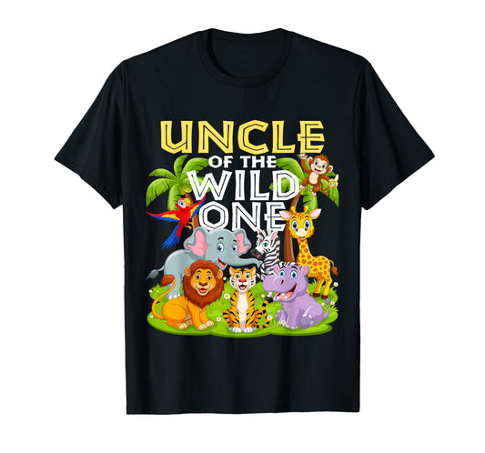 Uncle Of The Wild One 1st Birthday Zoo Animal Safari Jungle T-Shirt