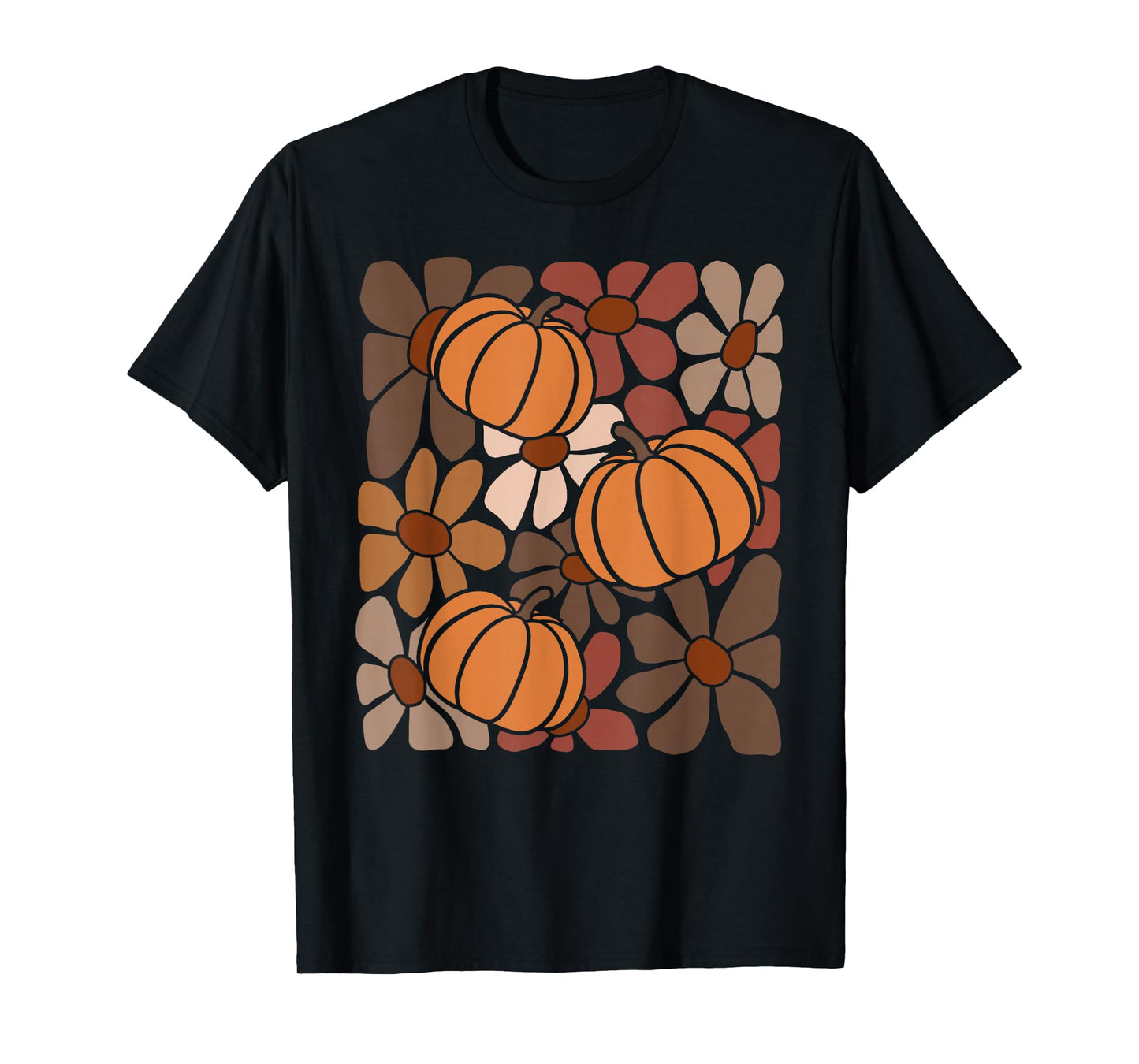 Wildflower Pumpkin Season Autumn Fall Leaves Thanksgiving T-Shirt