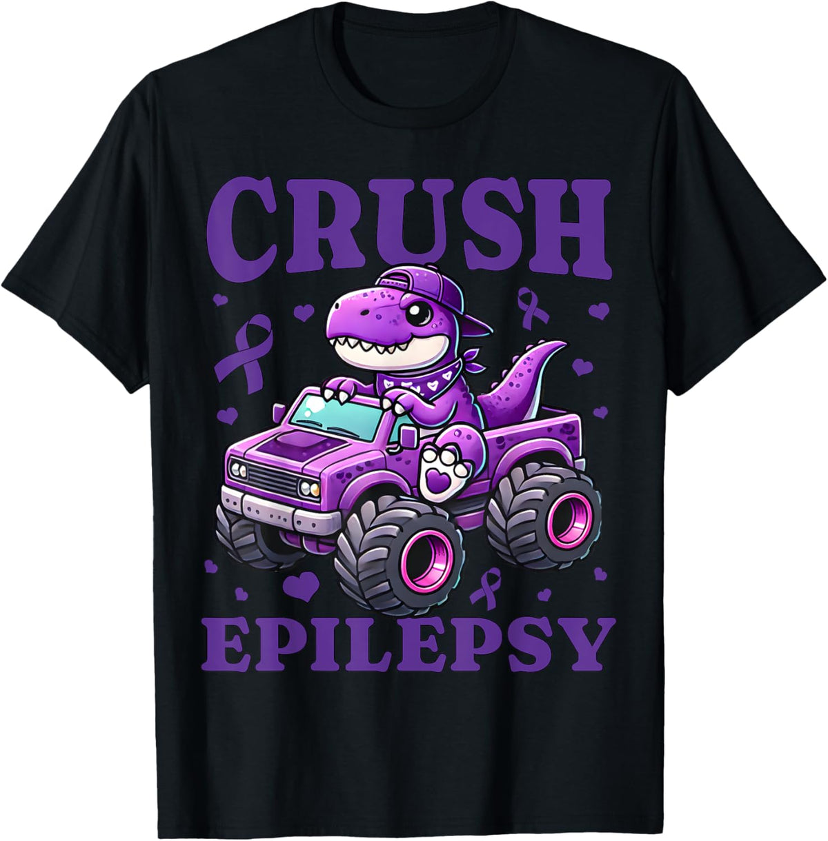 Crush Epilepsy Awareness For Kids Boys Girls Monster Truck T-Shirt