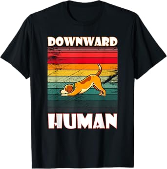 Downward Human Dog Yoga Lover graphic design retro vintage T-Shirt